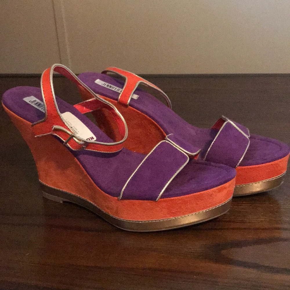 Purple & Orange Wedge Heeled Sandals